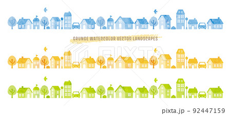 グランジ風タッチの街並みのイラスト 92447159