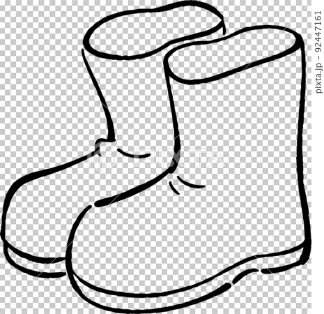 シンプルな長靴　手描き風イラスト線画素材 92447161