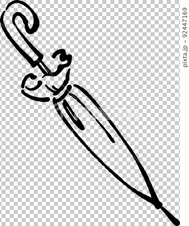 素敵な閉じた傘　手描き風イラスト線画素材 92447169