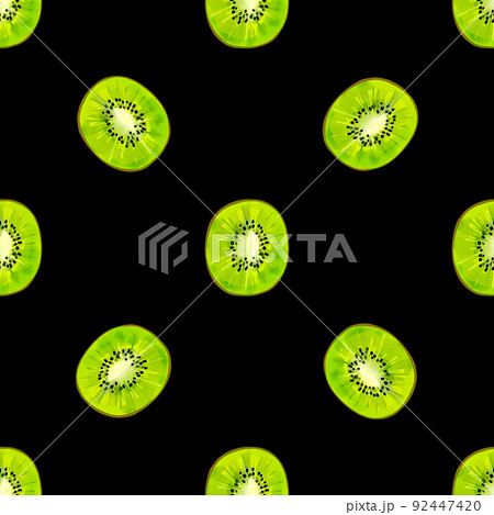 Seamless pattern with iIllustration a kiwi slices Seamless pattern with iIllustration a kiwi slices 92447420