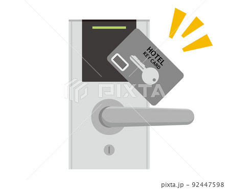 ホテルのドアノブ　カードキー　　ベクターイラスト 92447598