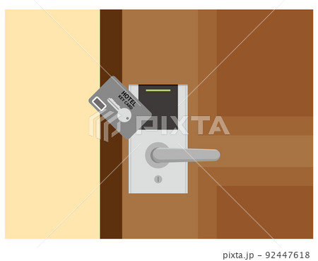ホテルのドアノブ　カードキー　　ベクターイラスト 92447618