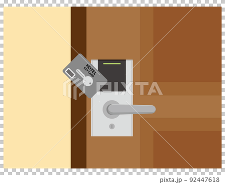 ホテルのドアノブ　カードキー　　ベクターイラスト 92447618