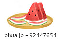 色鉛筆手描きイラスト　カットスイカと美味しくいただいた残骸 92447654