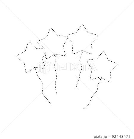 Star balloon tracing worksheet for kids 92448472