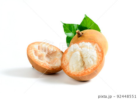 Half Santol isolated pn white background, Santol has sour taste. 92448551