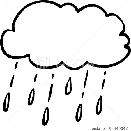 シンプルな雨雲　手描き風イラスト線画素材 92449047