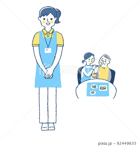 介護ヘルパーと食事の介助シーン 92449635