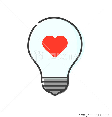 赤いハートが入った豆電球のシンプルなイラスト - 省エネ・節電・GXのイメージ素材 赤いハートが入った豆電球のシンプルなイラスト - 省エネ・節電・GXのイメージ素材 92449993