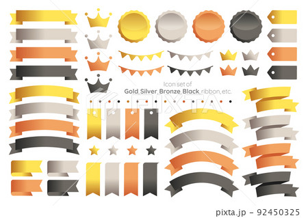 リボン等の装飾アイコンセット 金銀銅 ランキング 92450325