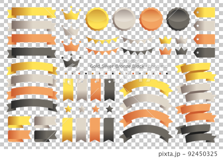 リボン等の装飾アイコンセット 金銀銅 ランキング 92450325