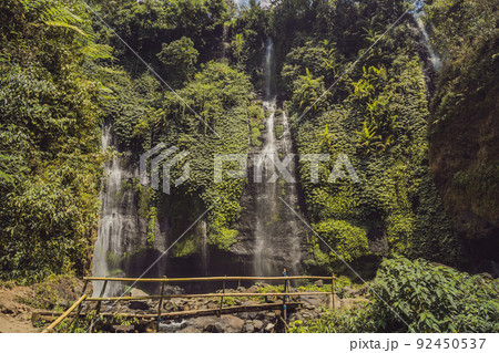 bali, fiji waterfall from the sekumbul waterfalls, indonesia, asia 92450537