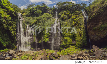 bali, fiji waterfall from the sekumbul waterfalls, indonesia, asia 92450538