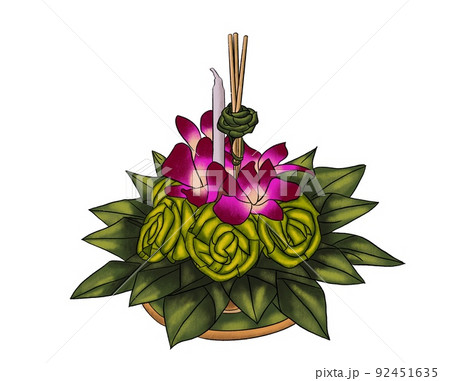 Flower decoration in Loy Krathong festivel isolated on white Flower decoration in Loy Krathong festivel isolated on white 92451635