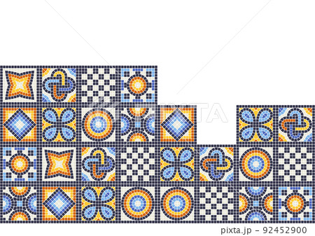 Ancient mosaic tile background. Decorative antique stone ornament. 92452900
