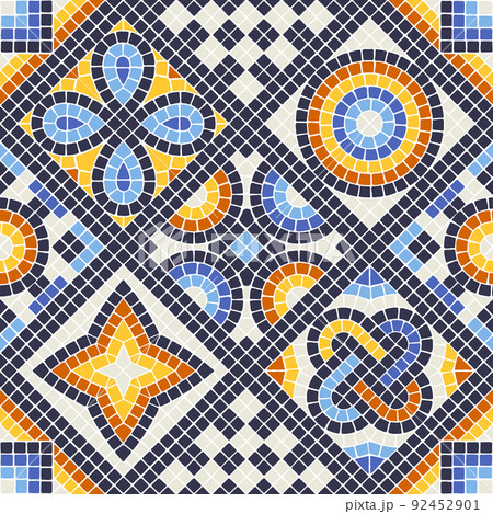 Ancient mosaic seamless pattern. Decorative antique stone ornament. Ancient mosaic seamless pattern. Decorative antique stone ornament. 92452901