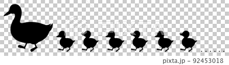 Duck parent and child silhouette line B 92453018