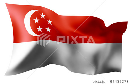 Flag of Singapore waving in the wind. 92455273