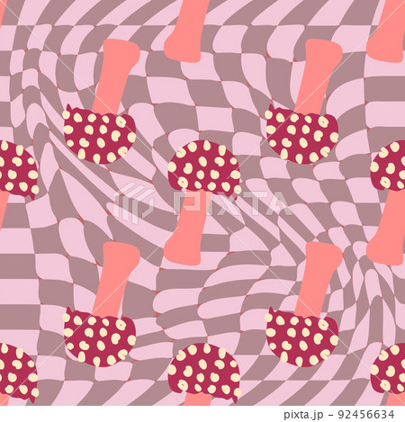 Magic psychedelic drug mushrooms seamless pattern. Psychedelic hallucination. 60-70s hippie colorful art. Vintage psychedelic textile Magic psychedelic drug mushrooms seamless pattern. Psychedelic hallucination. 60-70s hippie colorful art. Vintage psychedelic textile 92456634