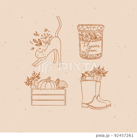 Set village graphic icons boots peach Set village graphic icons boots peach 92457261