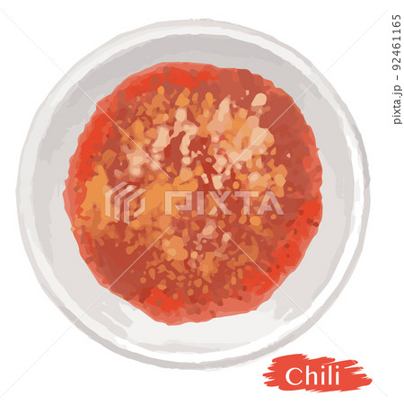 水彩風、チリペッパー。唐辛子のパウダー。ベクターイラスト素材 92461165