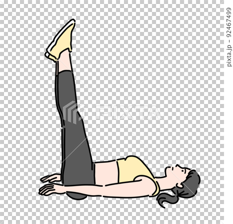 レッグレイズをする若い女性 92467499