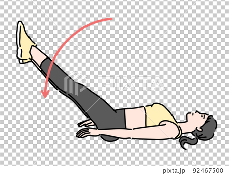 Young woman doing leg raise - Stock Illustration [92467500] - PIXTA