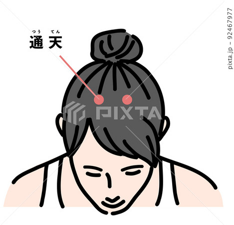 通天を示している女性の首上 92467977