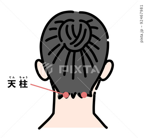 天柱を示している女性の首上の後ろ姿 天柱を示している女性の首上の後ろ姿 92467981