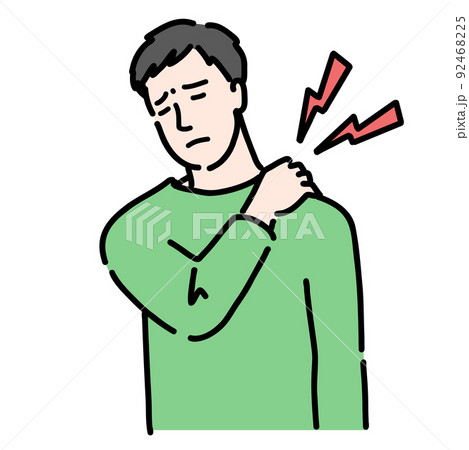 肩こりに悩んでいる若い男性 92468225