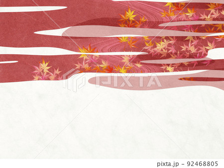 秋・紅葉の季節を感じる和風背景素材 92468805