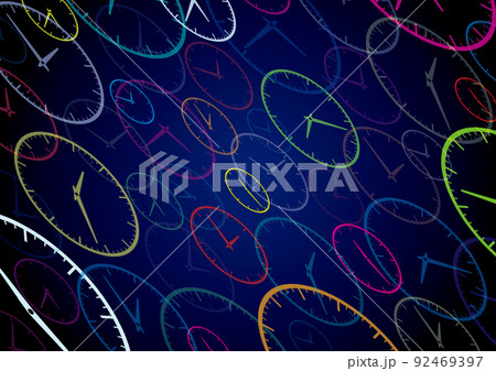 カラフルな時計　時間の流れ　タイムマシーンのイメージ 92469397