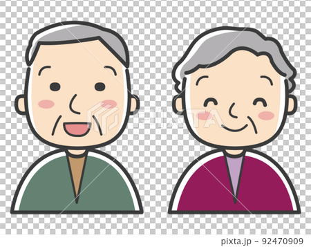Illustration of an elderly person smiling Illustration of an elderly person smiling 92470909
