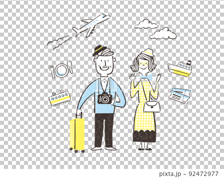 Senior couple icon material enjoying travel Senior couple icon material enjoying travel 92472977