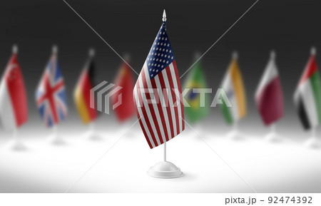 The national flag of the USA on the background of flags of other countries The national flag of the USA on the background of flags of other countries 92474392