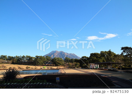 中央に聳える桜島と吉野公園 中央に聳える桜島と吉野公園 92475130