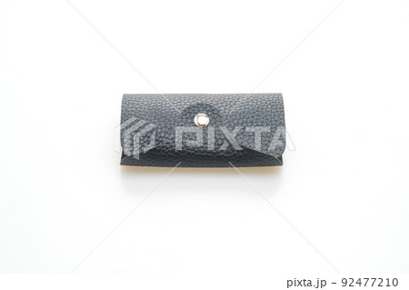 black leather card bag on white background black leather card bag on white background 92477210