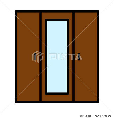 Wardrobe With Mirror Icon 92477639