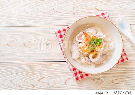 boiled rice soup with seafood boiled rice soup with seafood 92477753