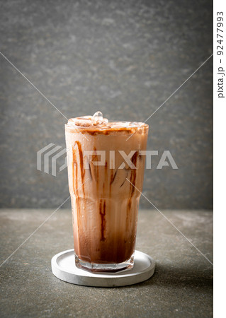 Iced chocolate milkshake drink 92477993