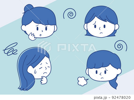 困る　悩んでいる女性たち 92478020