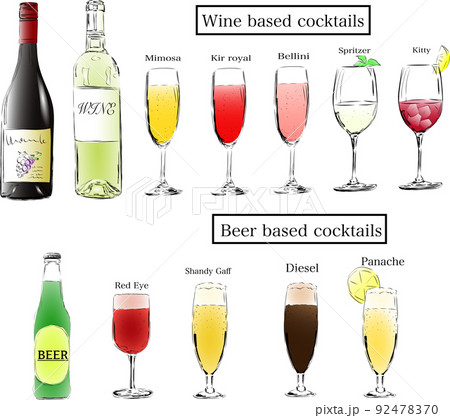 ビールベースとワインベースのカクテルセット ビールベースとワインベースのカクテルセット 92478370