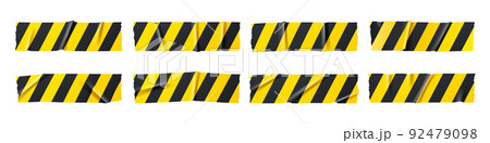 Adhesive tape pieces with black and yellow stripes 92479098
