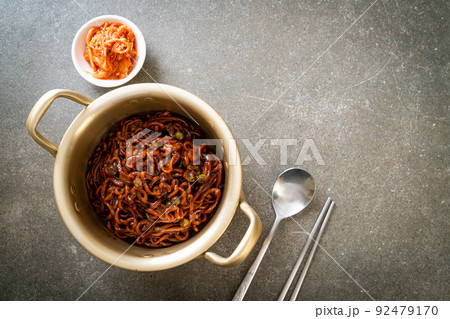 Korean black spaghetti or instant noodle with roasted chajung sauce 92479170
