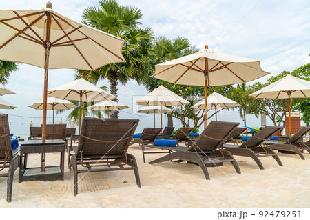 beach chair with palm tree on beach beach chair with palm tree on beach 92479251