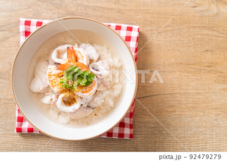 boiled rice soup with seafood boiled rice soup with seafood 92479279