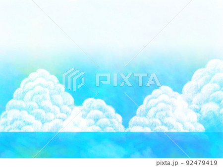 入道雲と青い空_横_白グラデーション 入道雲と青い空_横_白グラデーション 92479419