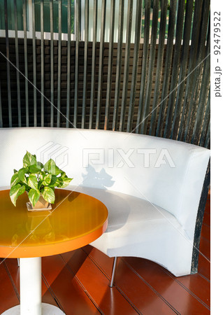 empty outdoor patio deck and chair 92479522