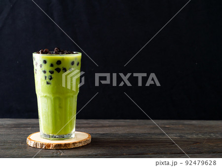 green tea latte with bubble 92479628