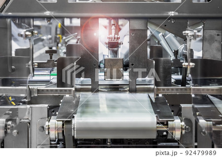details of the conveyor in production. Focus in the center of the frame details of the conveyor in production. Focus in the center of the frame 92479989